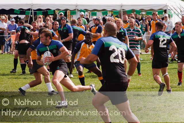 Rugby players at Irish Fest